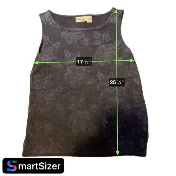 Private Edition Black Floral Patterned Sleeveless Round Neck Top Sz L - Picture 5 of 6